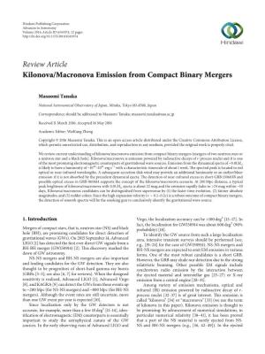 Review Article Kilonova/Macronova Emission from Compact Binary Mergers