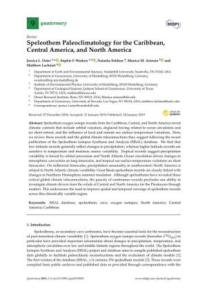 Speleothem Paleoclimatology for the Caribbean, Central America, and North America