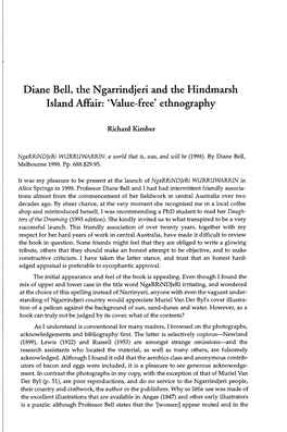 Diane Bell, the Ngarrindjeri and the Hindmarsh Island Affair: 'Value-Free'