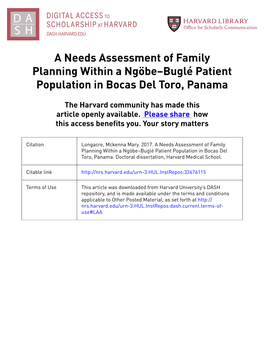 A Needs Assessment of Family Planning Within a Ngöbe–Buglé Patient Population in Bocas Del Toro, Panama