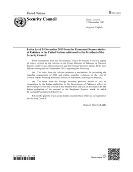 Security Council Distr.: General 25 November 2015