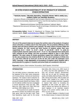 In Vitro Starch Digestibility of By-Products of Sorghum