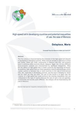 High-Speed Rail in Developing Countries and Potential Inequalities of Use: the Case of Morocco