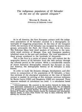 The Indigenous Population of El Salvador on the Eve of the Spanish Conquest *