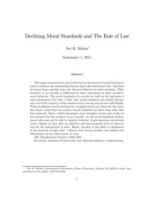 Declining Moral Standards and the Role of Law