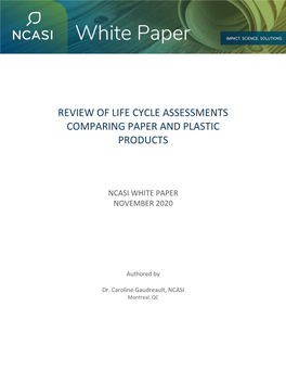 Review of Life Cycle Assessments Comparing Paper and Plastic Products