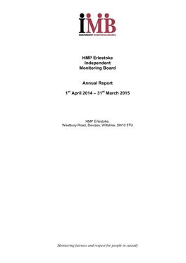 HMP Erlestoke Independent Monitoring Board Annual Report 1