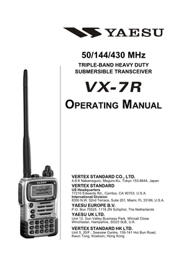 Yaesu VX-7R Radio Manual