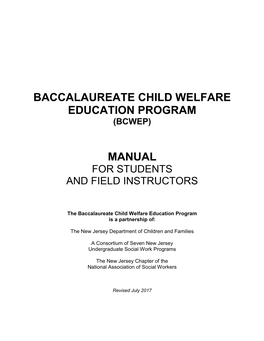 Baccalaureate Child Welfare Education Program (Bcwep)