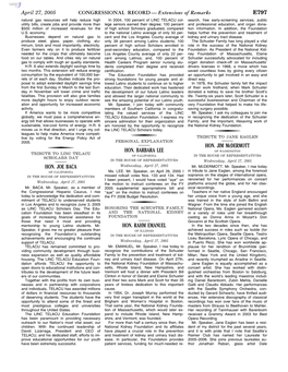 CONGRESSIONAL RECORD— Extensions of Remarks E797 HON
