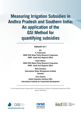 IISD GSI Measuring Irrigation Subsidies