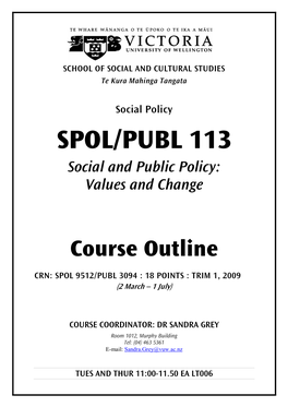 SPOL/PUBL 113 Social and Public Policy: Values and Change