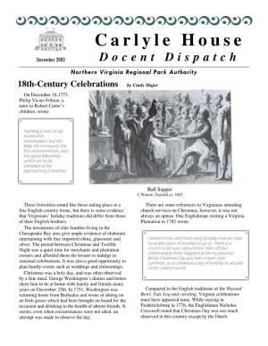 18Th-Century Celebrations by Cindy Major on December 18,1773 Philip Vicars Fithian, a Tutor to Robert Carter’S Children, Wrote