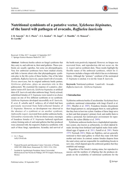 Nutritional Symbionts of a Putative Vector, Xyleborus Bispinatus, of the Laurel Wilt Pathogen of Avocado, Raffaelea Lauricola
