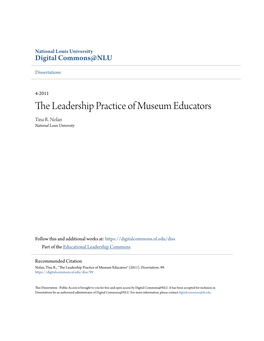 The Leadership Practice of Museum Educators Tina R
