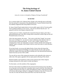The Living Heritage of St. James United Church