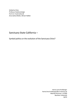 Sanctuary State California –