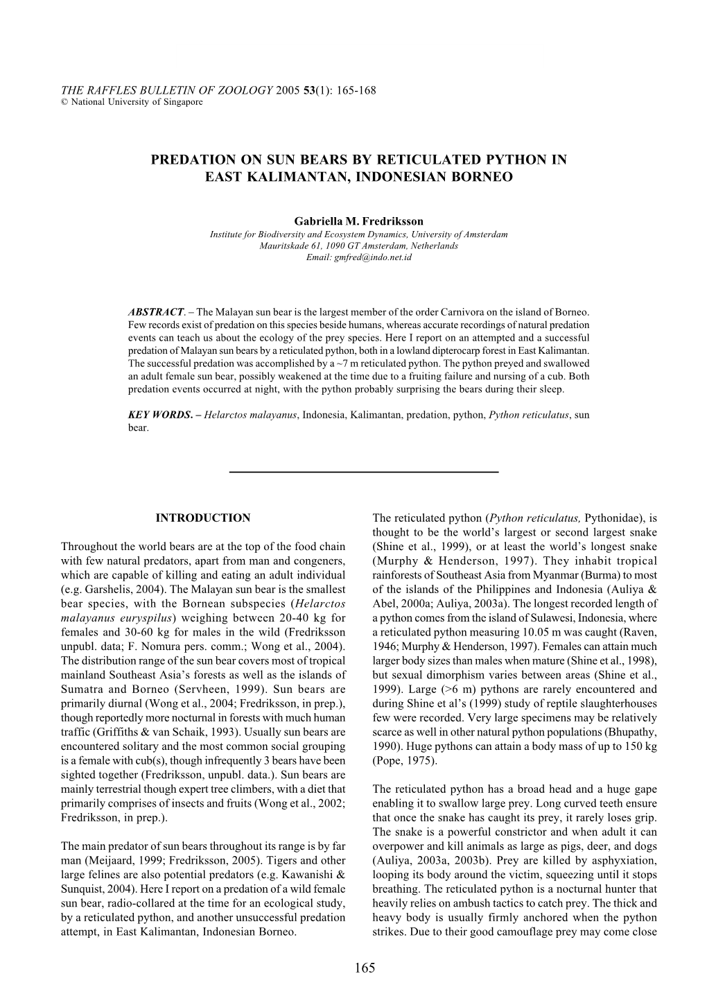 165 Predation on Sun Bears by Reticulated Python in East