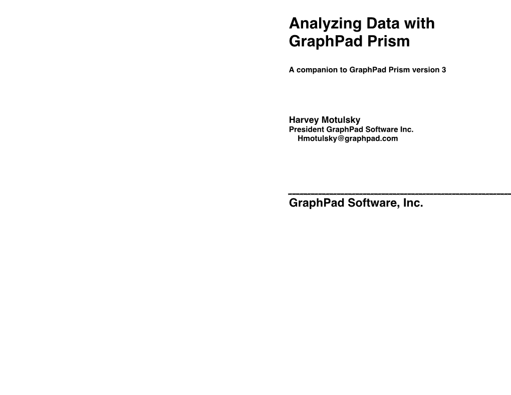 Analyzing Data with Graphpad Prism