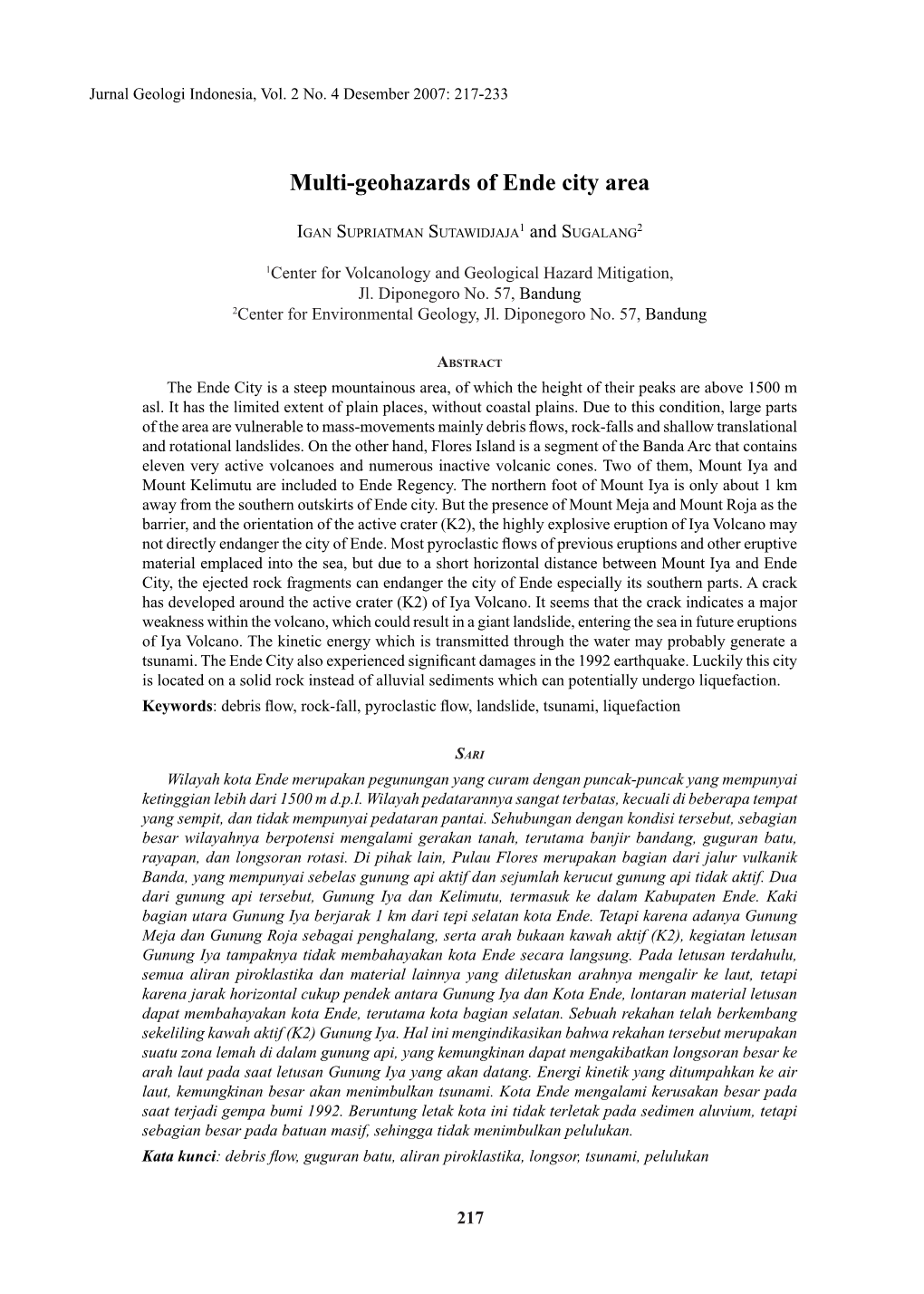 Multi-Geohazards of Ende City Area