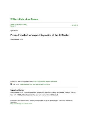 Picture Imperfect: Attempted Regulation of the Art Market