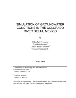 Simulation of Groundwater Conditions in the Colorado River Delta, Mexico