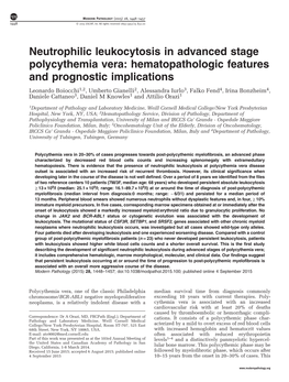 Neutrophilic Leukocytosis in Advanced Stage Polycythemia Vera