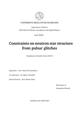 Constraints on Neutron Star Structure from Pulsar Glitches