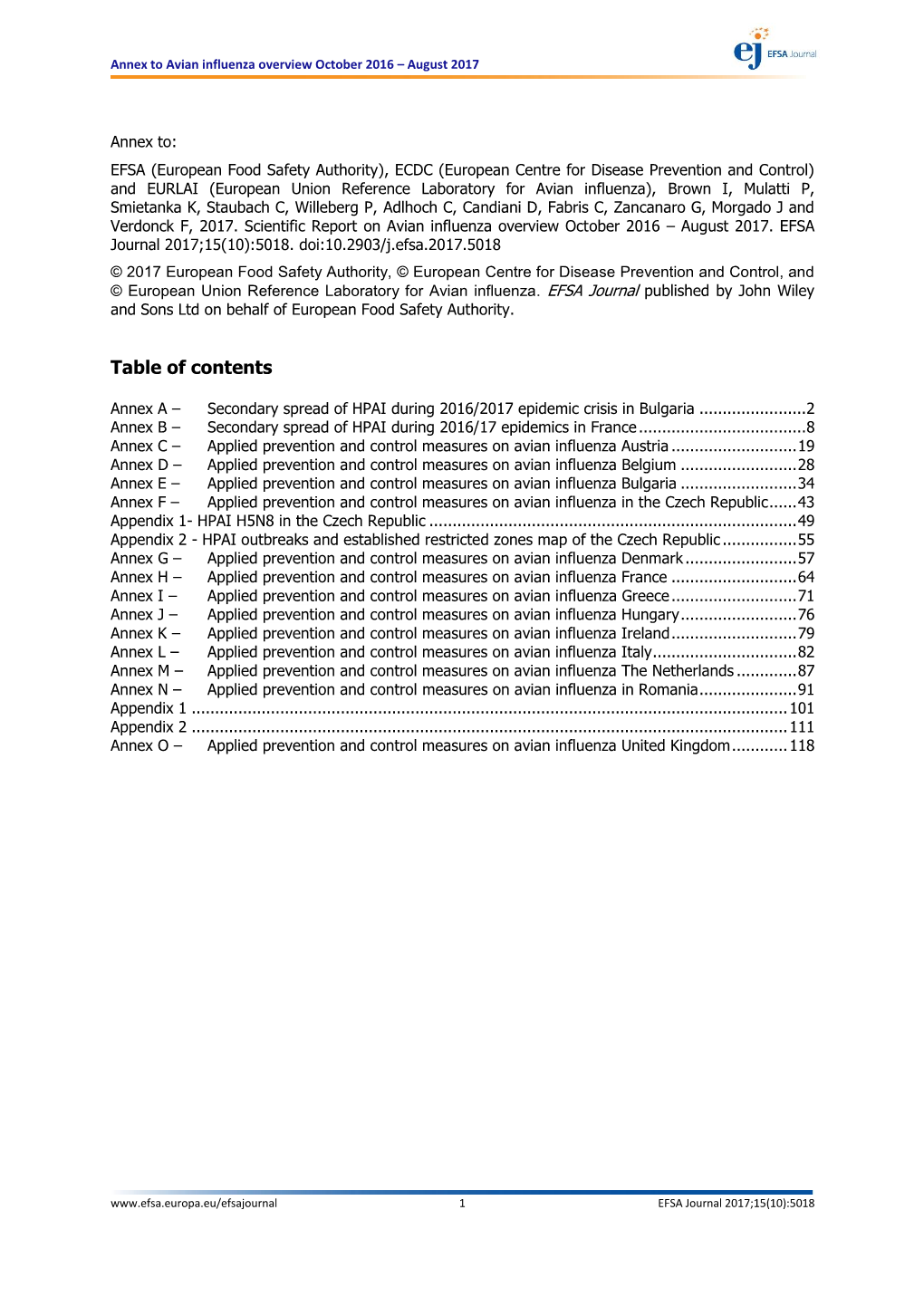 Annex A–Secondary Spread of HPAI During 2016/2017 Epidemic Crisis In