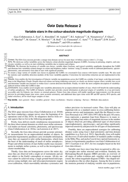 Gaia Data Release 2: Variable Stars in the Colour-Absolute Magnitude