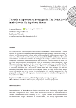 Towards a Supernatural Propaganda. the DPRK Myth in the Movie "The