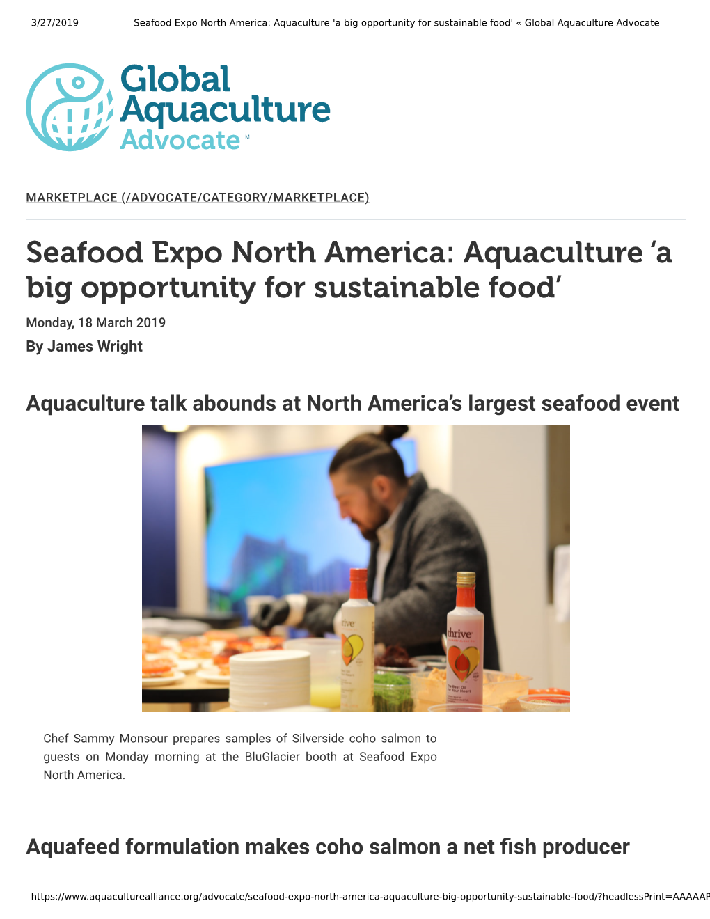 Seafood Expo North America: Aquaculture 'A Big Opportunity for Sustainable Food' « Global Aquaculture Advocate