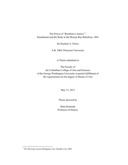 Punishment and the Body in the Morant Bay Rebellion, 1865 By