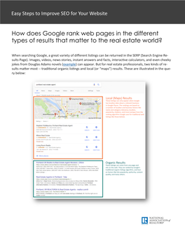 How Does Google Rank Web Pages in the Different Types of Results That Matter to the Real Estate World?