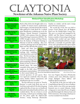 Newsletter of the Arkansas Native Plant Society