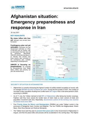Afghanistan Situation: Emergency Preparedness and Response in Iran