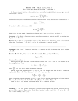 Solutions to HW Due on Feb 13