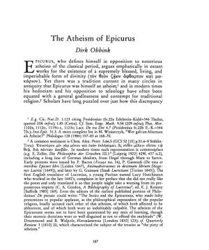 The Atheism of Epicurus , Greek, Roman and Byzantine Studies, 30:2 (1989) P.187