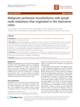 Malignant Peritoneal Mesothelioma with Lymph Node Metastasis