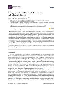 Emerging Roles of Matricellular Proteins in Systemic Sclerosis