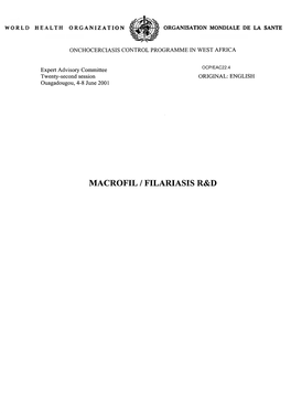 Macrofil / Filariasis R&D