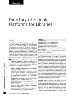 Directory of E-Book Platforms for Libraries