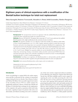 Eighteen Years of Clinical Experience with a Modification of the Bentall Button Technique for Total Root Replacement