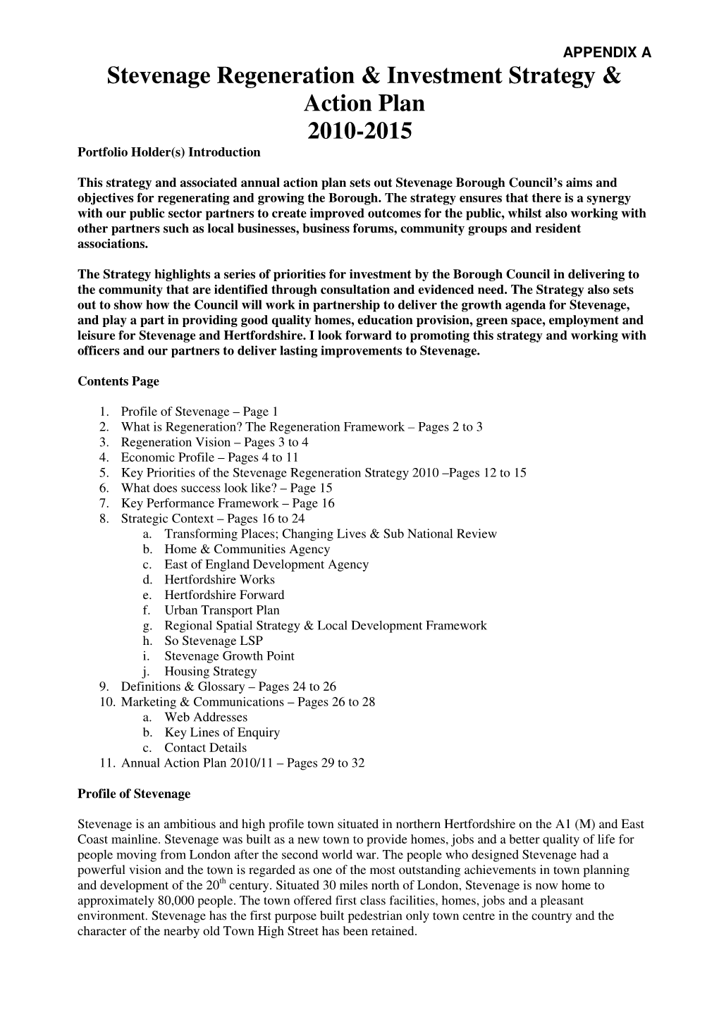 Stevenage Regeneration & Investment Strategy & Action Plan