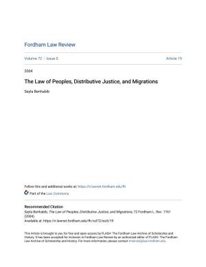 The Law of Peoples, Distributive Justice, and Migrations