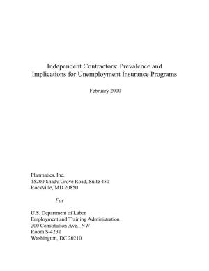 Independent Contractors: Prevalence and Implications for Unemployment Insurance Programs
