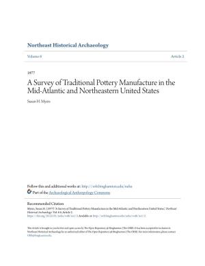 A Survey of Traditional Pottery Manufacture in the Mid-Atlantic and Northeastern United States Susan H