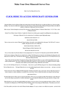 Make Your Own Minecraft Server Free
