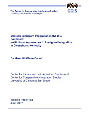 Institutional Approaches to Immigrant Integration in Owensboro, Kentucky