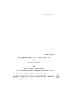 THE CONSTITUTION (AMENDMENT) BILL, 2015 By